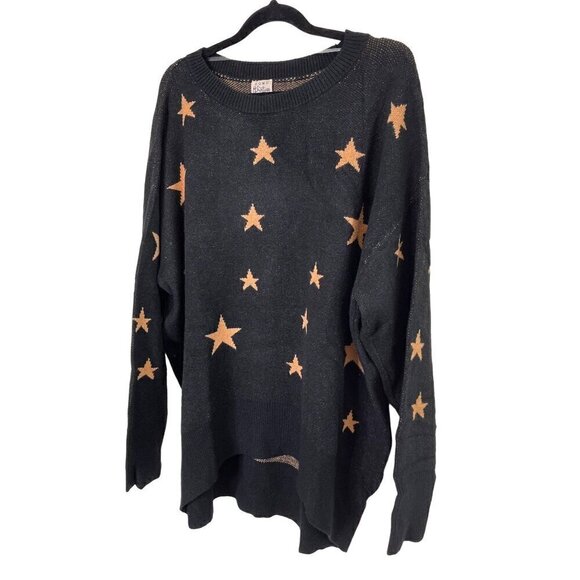 Como Vintage Black Star Sweater NWT Size 3X Tan Star Print Pullover, Cozy Warm - Picture 4 of 13